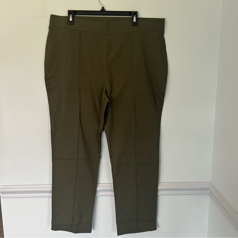 LOGO by Lori Goldstein Anywear Stretch Green Pull On Sweat Pants Size 1X